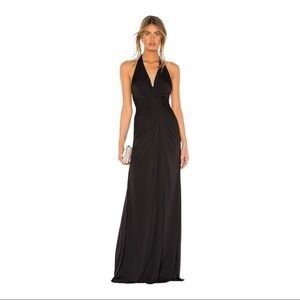 Jill JILL STUART Mj Ruched Halter Gown In Black. NWT.